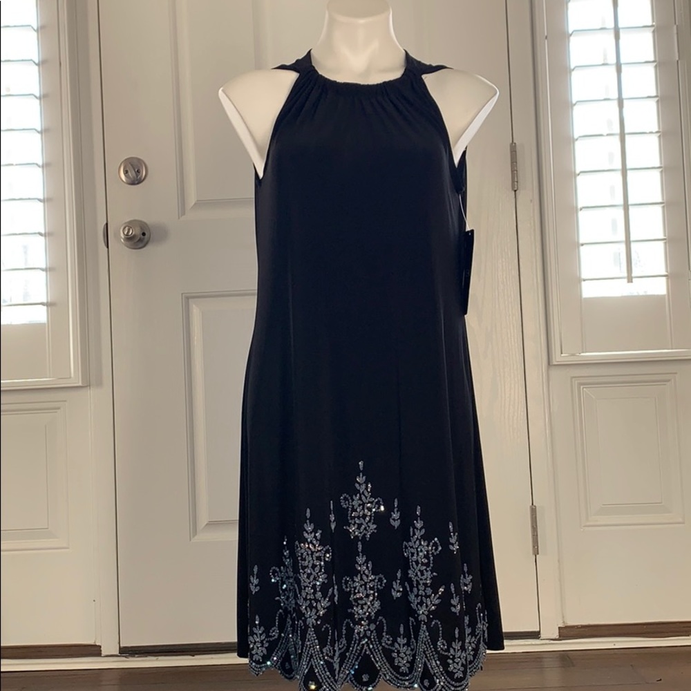 MSK Black Dress with blue sequin on bottom